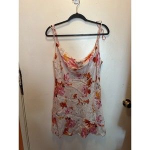 Zara Satin Floral Pink Strap Dress Size Large Nwt Spring Summer Satin